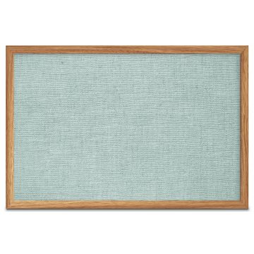 Oak Framed Burlap Weave Vinyl Tackboard, Powder Blue, 24" H X 36" W