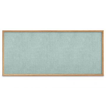 Oak Framed Burlap Weave Vinyl Tackboard, Powder Blue, 48" H X 120" W