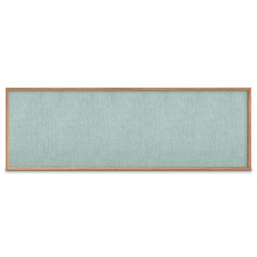 Oak Framed Burlap Weave Vinyl Tackboard, Powder Blue, 48" H X 144" W