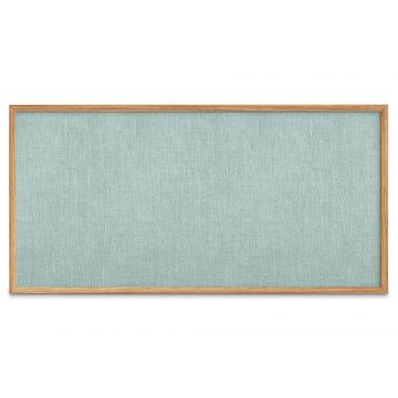 Oak Framed Burlap Weave Vinyl Tackboard, Powder Blue, 48" H X 96" W