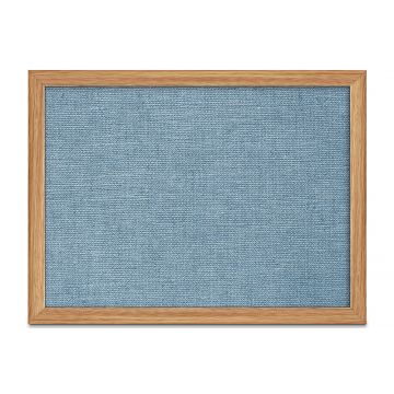 Oak Framed Burlap Weave Vinyl Tackboard, Blue Surf, 18" H X 24" W