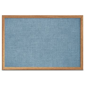 Oak Framed Burlap Weave Vinyl Tackboard, Blue Surf, 24" H X 36" W