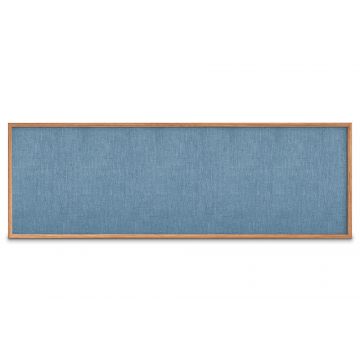 Oak Framed Burlap Weave Vinyl Tackboard, Blue Surf, 48" H X 144" W