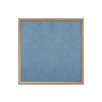Oak Framed Burlap Weave Vinyl Tackboard, Blue Surf, 48" H X 48" W