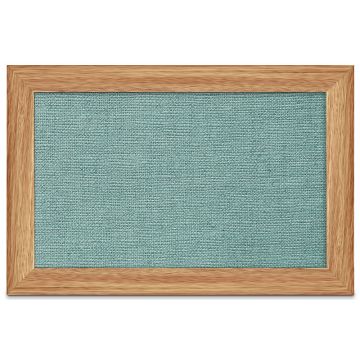 Oak Framed Burlap Weave Vinyl Tackboard, Seascape, 12" H X 18" W