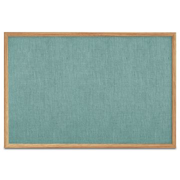 Oak Framed Burlap Weave Vinyl Tackboard, Seascape, 48" H X 72" W
