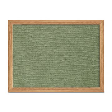 Oak Framed Burlap Weave Vinyl Tackboard, Sage, 18" H X 24" W