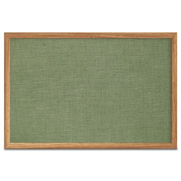 Oak Framed Burlap Weave Vinyl Tackboard, Sage, 24" H X 36" W