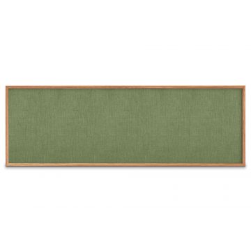 Oak Framed Burlap Weave Vinyl Tackboard, Sage, 48" H X 144" W
