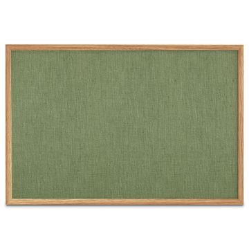 Oak Framed Burlap Weave Vinyl Tackboard, Sage, 48" H X 72" W