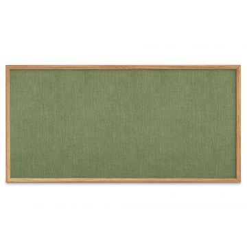 Oak Framed Burlap Weave Vinyl Tackboard, Sage, 48" H X 96" W
