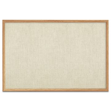 Oak Framed Burlap Weave Vinyl Tackboard, Oyster, 48" H X 72" W