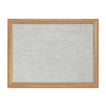 Oak Framed Burlap Weave Vinyl Tackboard, Grey Feather, 18" H X 24" W