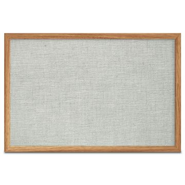 Oak Framed Burlap Weave Vinyl Tackboard, Grey Feather, 24" H X 36" W