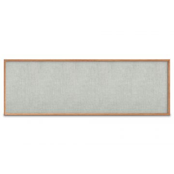 Oak Framed Burlap Weave Vinyl Tackboard, Grey Feather, 48" H X 144" W