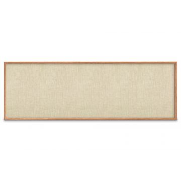 Oak Framed Burlap Weave Vinyl Tackboard, Putty, 48" H X 144" W