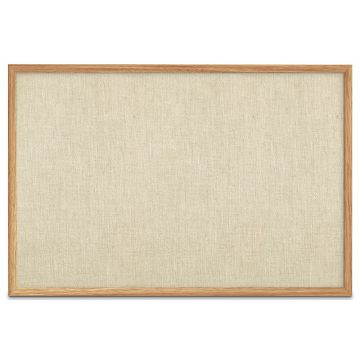 Oak Framed Burlap Weave Vinyl Tackboard, Putty, 48" H X 72" W