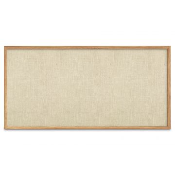 Oak Framed Burlap Weave Vinyl Tackboard, Putty, 48" H X 96" W