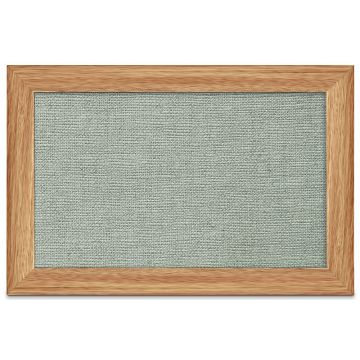 Oak Framed Burlap Weave Vinyl Tackboard, Shale, 12" H X 18" W
