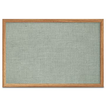 Oak Framed Burlap Weave Vinyl Tackboard, Shale, 24" H X 36" W