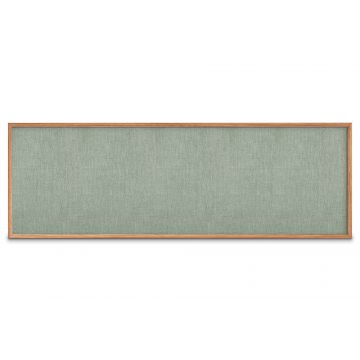 Oak Framed Burlap Weave Vinyl Tackboard, Shale, 48" H X 144" W