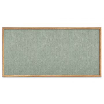 Oak Framed Burlap Weave Vinyl Tackboard, Shale, 48" H X 96" W