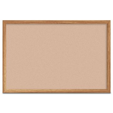 Forbo Oak Framed Colored Corkboard, Blanched Almond, 24" H X 36" W