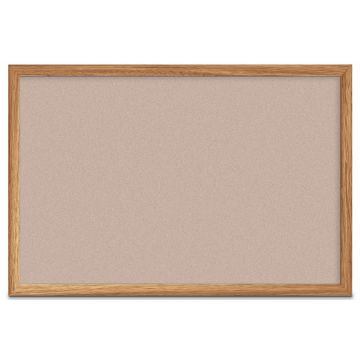 Forbo Oak Framed Colored Corkboard, Brown Rice, 24" H X 36" W