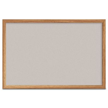Forbo Oak Framed Colored Corkboard, Oyster Shell, 24" H X 36" W