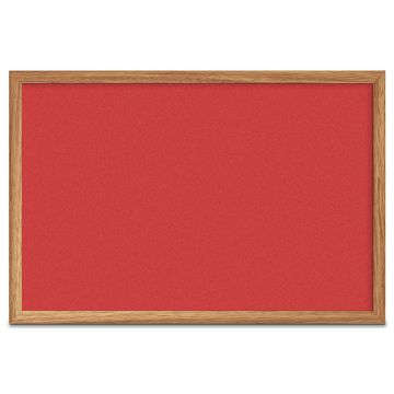 Forbo Oak Framed Colored Corkboard, Hot Salsa, 24" H X 36" W