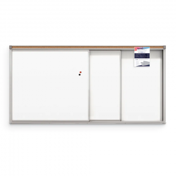 Horizontal Sliding Dry Erase Boards, One 42" x 48" Sliding Panel on 2 Tracks, Back Panel Porcelain Steel Dry Erase, Sliders Porcelain Steel Dry Erase, Overall Size 4' x 8'
