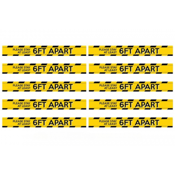 3" H x 24" W Social Distancing Floor Sign in Safety Yellow with Safety Surface and Peel-n-Stick Adhesive