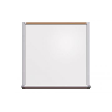 Executive Series Magnetic Porcelain Steel Dry Erase Board on Fiberboard, 1.25" Satin High Profile Trim, Full Length 2.75" Deep Box Tray, 1" Map Rail, 4' x 4'