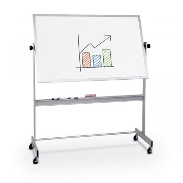 74.25" H x 37.5" W x 20" D Trek Mobile Room Divider, Markerboard on One Side, Corkboard on the Other, Aluminum Trim