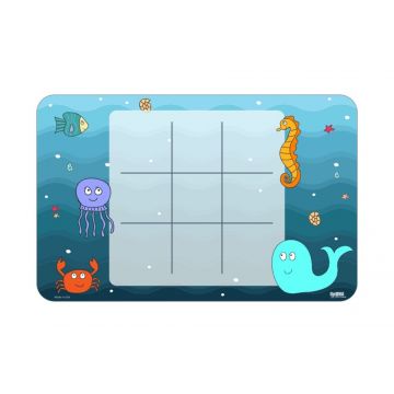 11" x 17" x 1/8" Double Sided Lap Board, Tic-Tac-Toe Print on One Side, Side 1: Tic-Tac-Toe, Side 2: Blank dry erase