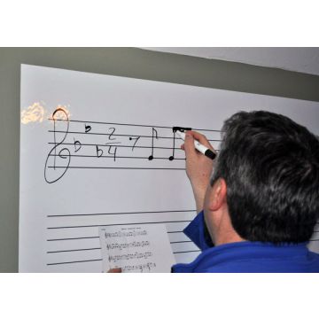 17.5" H x 48" W Opti-Print Music Staff Dry Erase Wall Vinyl, Non-Magnetic Dry Erase Surface