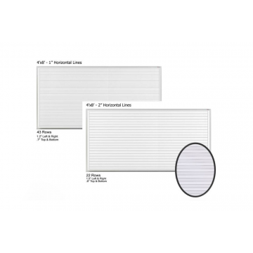 OptiMA® 4' x 8' Magnetic Planning Dry Erase Boards, 1" Permanently Printed 2" x 3" Horizontal Lines, Aluminum Trim and Tray