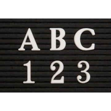 Roman Font White Plastic Changeable Letter & Number Set