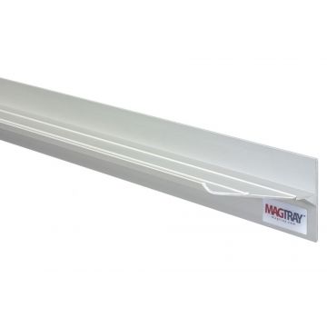 OptiMA® Magtray® Magnetic Accessory Tray, 36", White Powder-Coat, Full Length, Smooth Cut Angled Corners