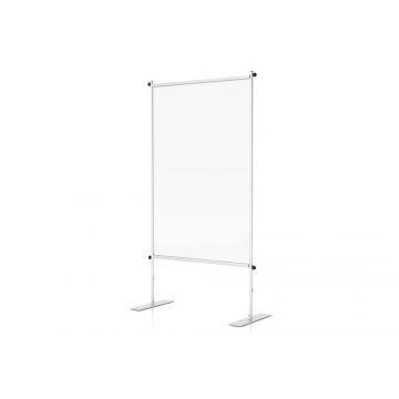 Floor Partition Stand with Clear Vinyl, Standard or Mobile Base