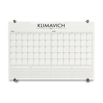 Personal Calendar Glass Dye-Sublimation Board, Gold or Silver Standoffs, Style 2