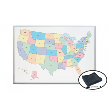 Wall Mounted US Map Dry Erase Board