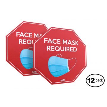 OptiMA® Face Mask Required Wall or Floor Sign, 6" x 6" (2 Pack)