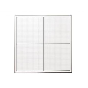 OptiMA® Economy Magnetic 4' X 4' XY Grid Board, Bold 1/8" X/Y Axis Lines, 3/4" Grid Pattern w/ Lines 1/32" Thick, Aluminum Trim and Tray