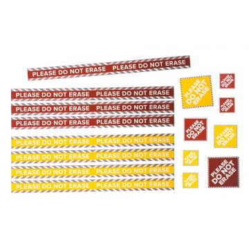 OptiMA® "Do Not Erase" Magnets for Whiteboards, 8 Strips (4 Red and 4 Yellow) 2.2" Wide and 32.5" Long