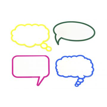 Dry Erase Speech and Thought Bubbles, Mixed Colors, 8-11" Tall, 11 1/2"-12 1/2" Wide, Removable Dry Erase Wall Vinyl