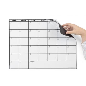 OptiMA® Magnetic Refrigerator Calendar, 17" x 22", 30 Day, .20 Mil Thickness, Black Text on White Heading