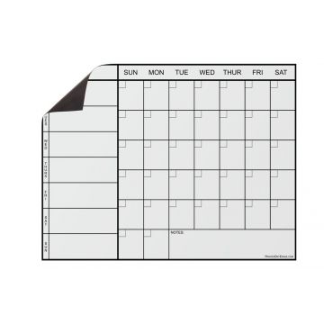 OptiMA® Weekly Magnetic Refrigerator Calendar, 30 Day/Week, .20 Mil Thickness, Black Lettering on White Header, 17" x 22"