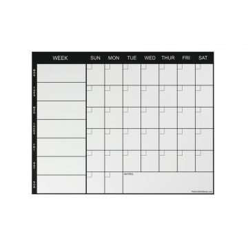 OptiMA® Weekly Magnetic Refrigerator Calendar, 30 Day/Week, .20 Mil Thickness, White Lettering on Black Heading, 17" x 22"