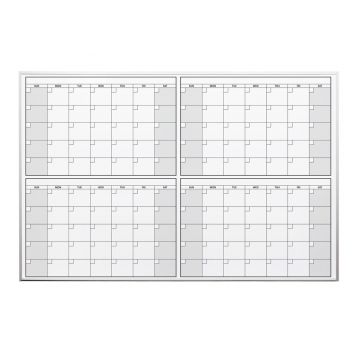 OptiMA® 4 Month / 120 Day Dry Erase Calendar, 4' x 6', Aluminum Trim and Tray